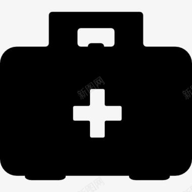 急救箱用黑色和白色十字标志上图标图标