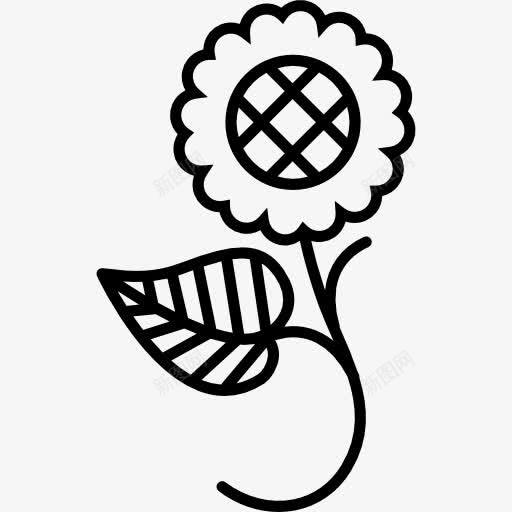 一片叶上一朵花的花标图标png_新图网 https://ixintu.com 叶 枝 自然 自然形态 花 花设计