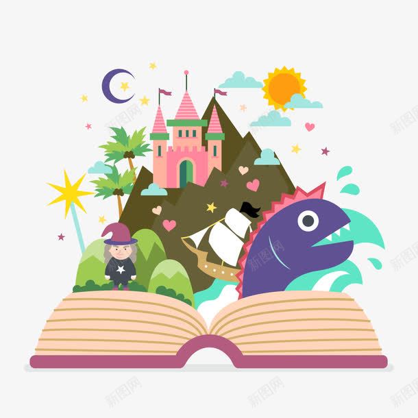 童话书里的世界png免抠素材_新图网 https://ixintu.com 城堡 怪兽 童话书里的世界
