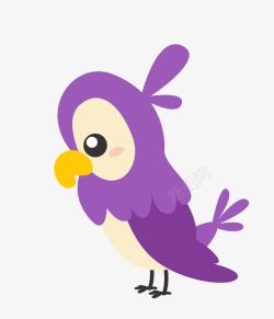 卡通紫色啄木鸟素材