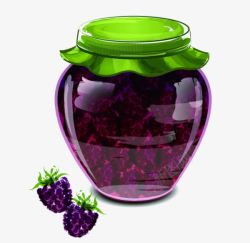 紫色罐子手绘树莓罐子高清图片
