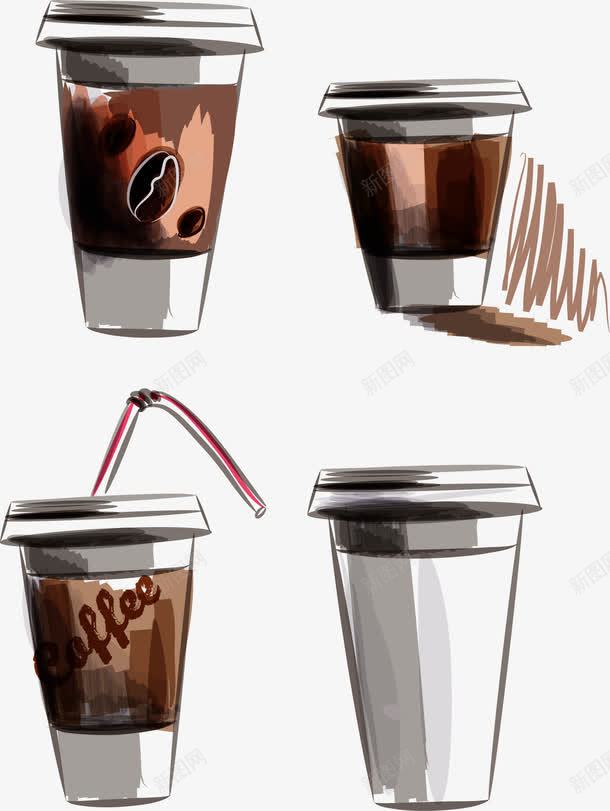 手绘咖啡杯png免抠素材_新图网 https://ixintu.com 咖啡杯 外带杯 手绘 杯装咖啡 水彩 装饰