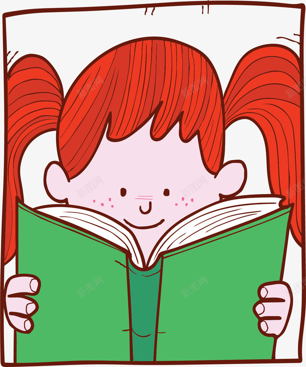 红头发看书的女孩矢量图ai免抠素材_新图网 https://ixintu.com 国际读书日 看书 看书的女孩 矢量png 红发女孩 读书日 矢量图