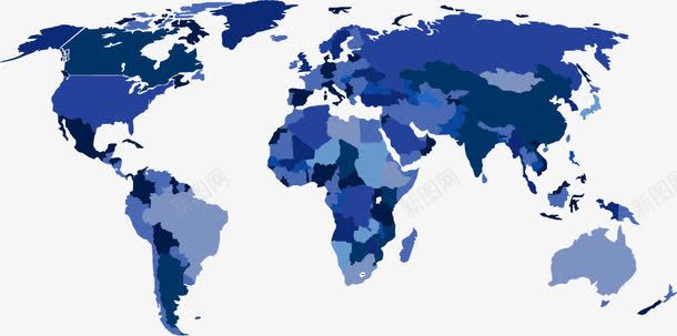 蓝色世界地图png免抠素材_新图网 https://ixintu.com 世界 全球 地图 蓝色