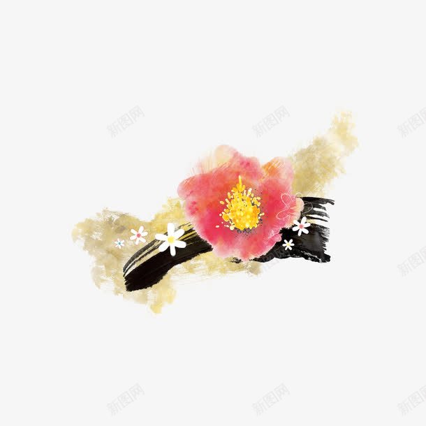 花psd免抠素材_新图网 https://ixintu.com 油画 粉色 花 黑色