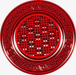 中国风大红色花纹素材