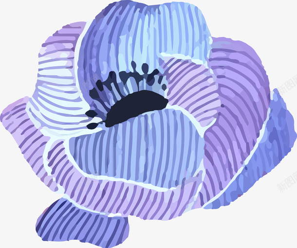 蓝紫相间花朵png免抠素材_新图网 https://ixintu.com 一朵 卡通 手绘 紫色 纹理 线条 花朵 蓝色