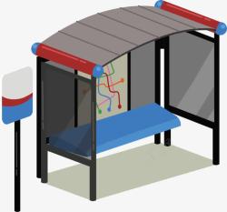 公交站模型立体效果公交站候车室矢量图高清图片