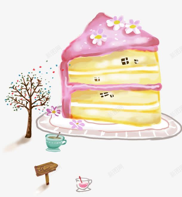 蛋糕房psd免抠素材_新图网 https://ixintu.com 卡通房子 房子 粉色蛋糕房 蛋糕