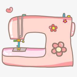 卡通粉色缝纫机素材