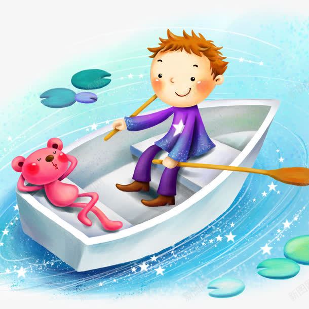 划船的男孩png免抠素材_新图网 https://ixintu.com 划船 卡通 插画 男孩