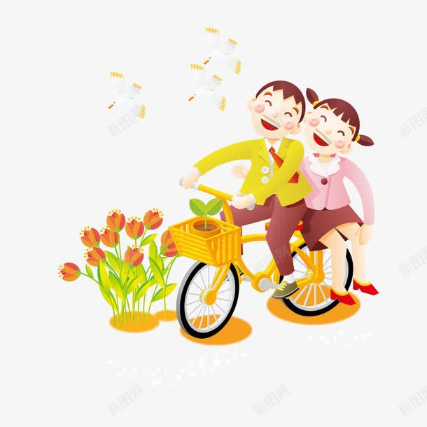 骑单车带女孩的男孩png免抠素材_新图网 https://ixintu.com 单车 女孩 男孩