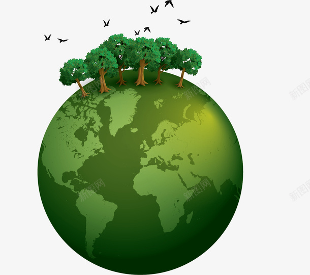 绿色地球矢量图ai免抠素材_新图网 https://ixintu.com 卡通地球 地球 地球简笔 地球简笔画 手绘地球 绿色 矢量图