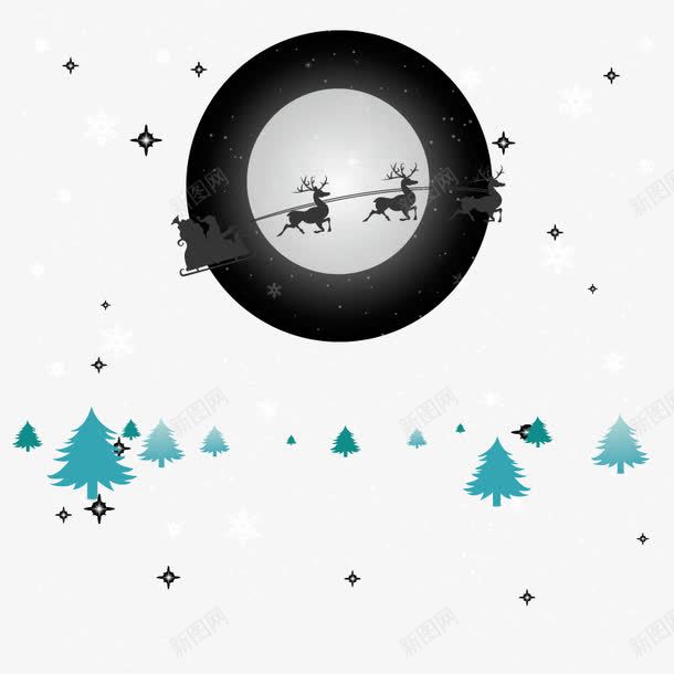 卡通雪原圣诞夜雪橇png免抠素材_新图网 https://ixintu.com 卡通 圣诞夜 矢量素材 雪原 雪橇