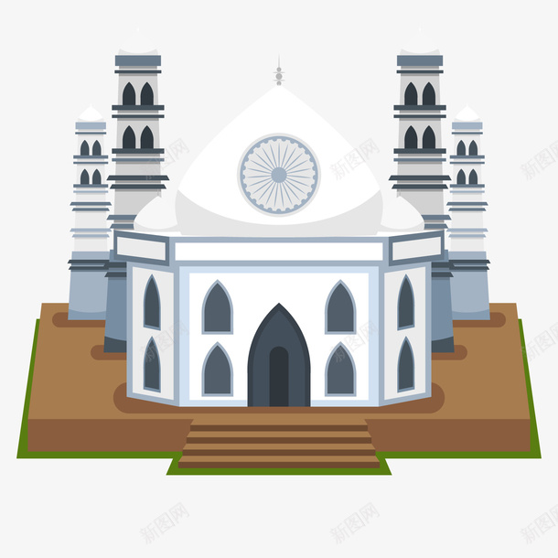 白色宫殿矢量图ai免抠素材_新图网 https://ixintu.com 建筑 异域风情 房子 模型 矢量图