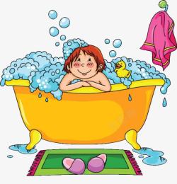 小孩浴缸扶手趴在浴缸的小孩高清图片