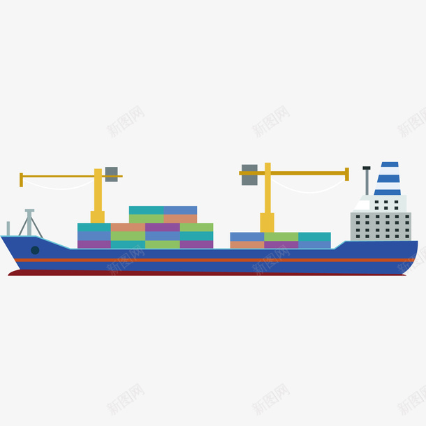 货运船只矢量图ai免抠素材_新图网 https://ixintu.com 交通 船只 货物 货运 运输 矢量图