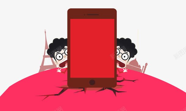 手机卡通png免抠素材_新图网 https://ixintu.com 卡通人物 卡通手绘 喜庆 建筑 手机 红色