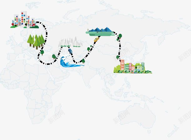 地图上的路线png免抠素材_新图网 https://ixintu.com 地图 景点 路线图