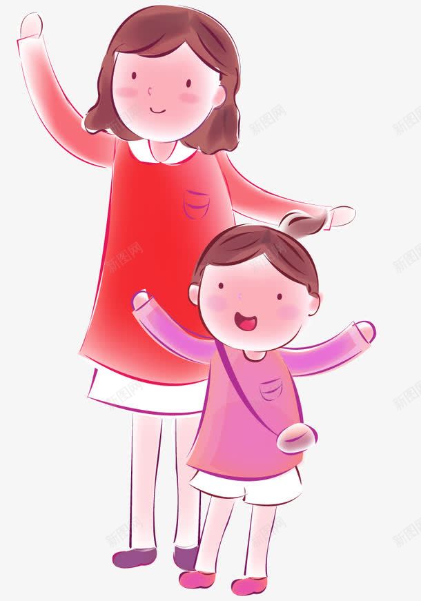 红色卡通母子装饰图案png免抠素材_新图网 https://ixintu.com 免抠PNG 卡通 母子 红色 装饰图案
