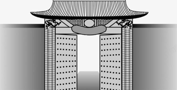 卡通宫门png免抠素材_新图网 https://ixintu.com 卡通 宫门 手绘 黑白