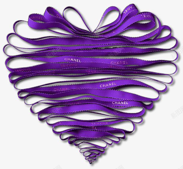 紫色清新绸带爱心装饰图案png免抠素材_新图网 https://ixintu.com 免抠PNG 清新 爱心 紫色 绸带 装饰图案