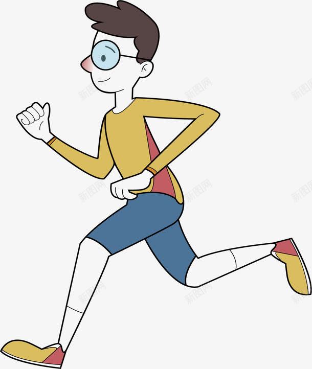 戴眼镜的跑步男人png免抠素材_新图网 https://ixintu.com 健身 戴眼镜的男孩 矢量素材 跑步的人 跑步的男孩
