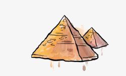 水彩金字塔黄色水彩画埃及金字塔图案高清图片