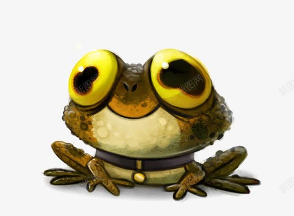卡通大眼青蛙png免抠素材_新图网 https://ixintu.com 卡通PNG素材 可爱 土黄色 大眼睛 项圈