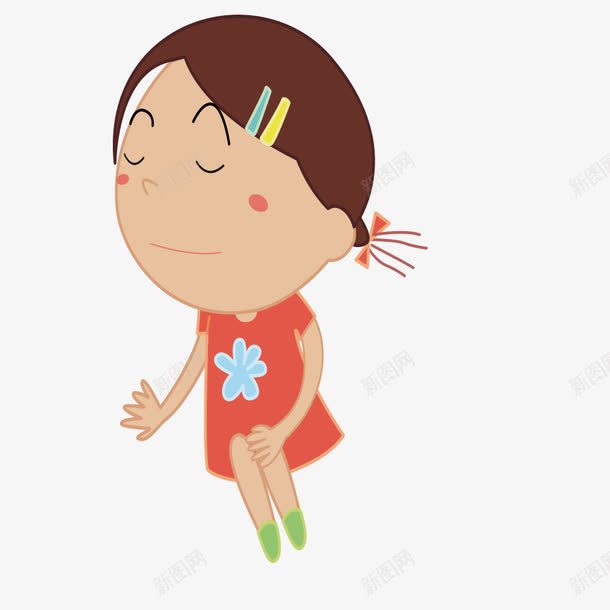 绘制坐姿红裙女孩png免抠素材_新图网 https://ixintu.com 坐姿 女孩 红裙 绘制