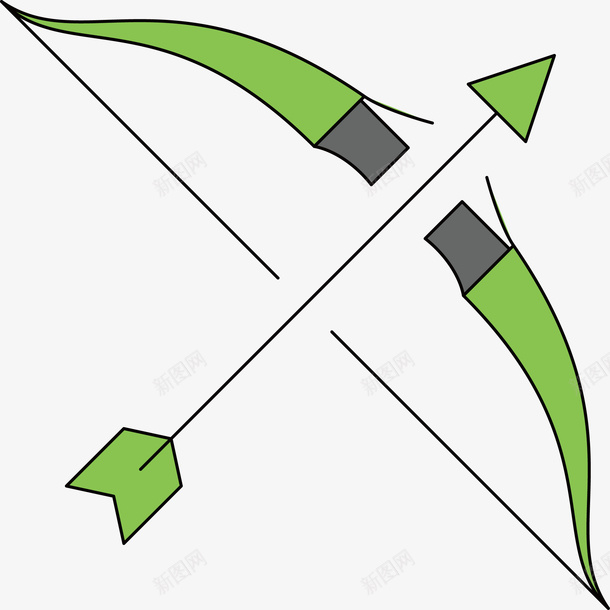 弓箭矢量图图标ai_新图网 https://ixintu.com 创意 弓箭 游戏图标 矢量素材 矢量图