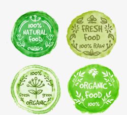 圆形食品标签绿色有机食品标签高清图片