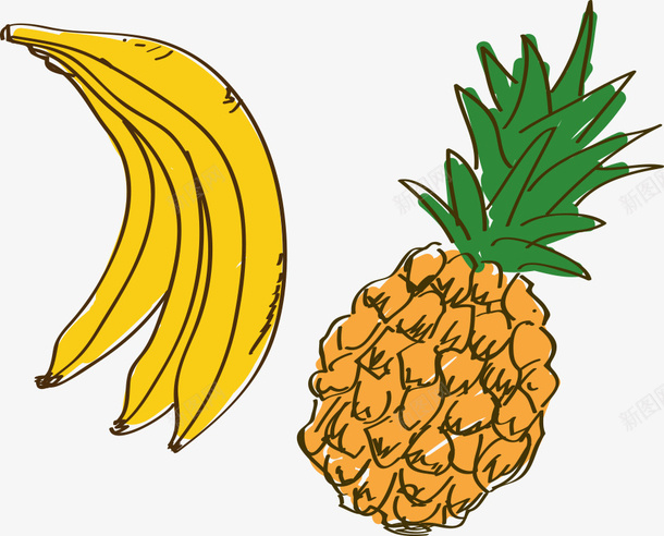 手绘卡通水果菠萝png免抠素材_新图网 https://ixintu.com 卡通菠萝 手绘水果 手绘菠萝 菠萝