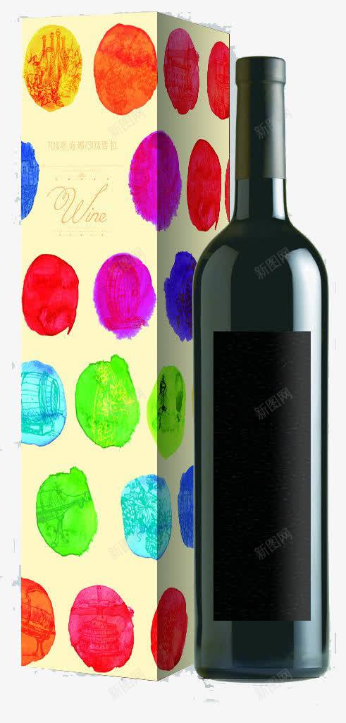 创意红酒包装png免抠素材_新图网 https://ixintu.com 创意 包装 彩块 红酒