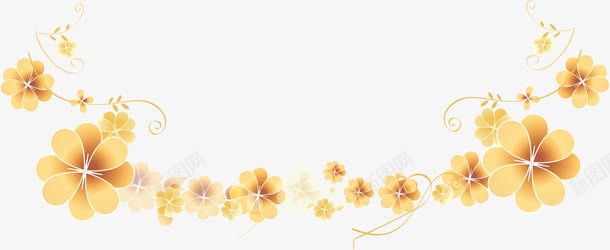 手绘黄色渐变花朵装饰png免抠素材_新图网 https://ixintu.com 渐变 花朵 装饰 黄色