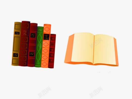 彩色书本png免抠素材_新图网 https://ixintu.com PPT元素 五颜六色 简单装饰 翻开的书