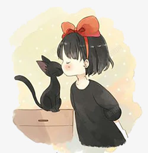 黑猫和魔女png免抠素材_新图网 https://ixintu.com 卡通 手绘 魔女 黑猫