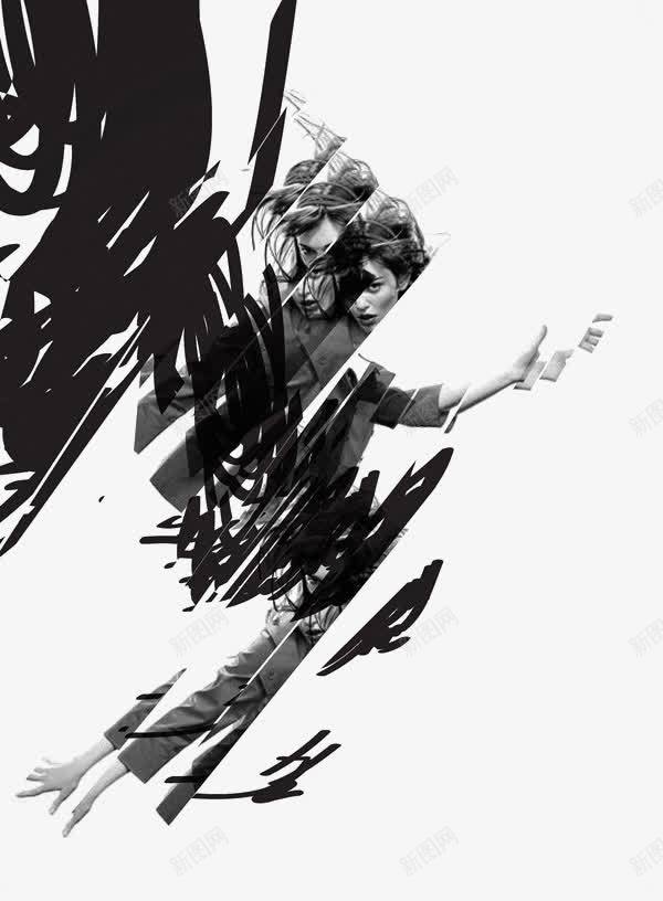 跳跃的人物png免抠素材_新图网 https://ixintu.com 人物 插画 时尚插画 滑板 黑色插画