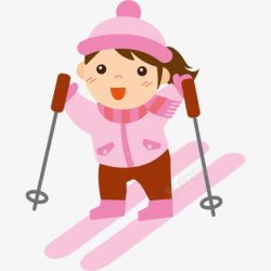 粉色滑雪孩子素材
