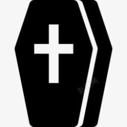 黑色棺木黑色十字架棺木黑白万圣节图标高清图片