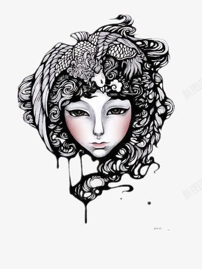 手绘人脸png免抠素材_新图网 https://ixintu.com 剪影 女孩人脸 女孩图片 手绘图片 手绘素材