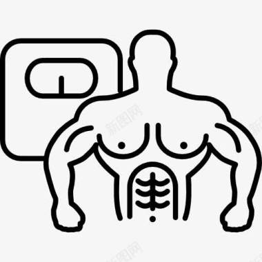 肌肉发达的男性躯干和规模图标图标