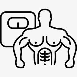 musculous肌肉发达的男性躯干和规模图标高清图片