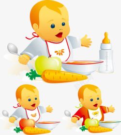 用餐的婴儿矢量手绘卡通用餐的婴儿高清图片