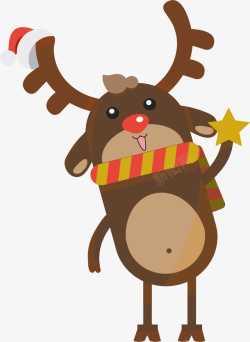 棕色可爱的圣诞节驯鹿矢量图素材