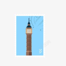 蓝色伦敦伦敦大本钟邮票高清图片
