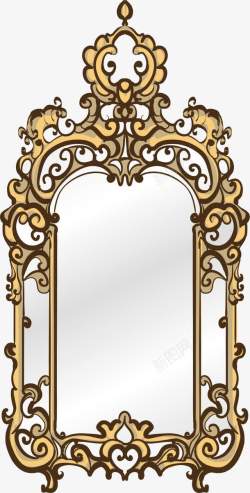 鎏金花纹镜子装饰欧式镜子高清图片