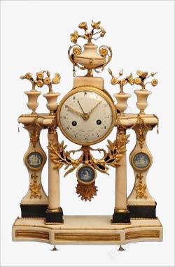 路易十六路易十六镀金铜和大理石壁炉钟高清图片