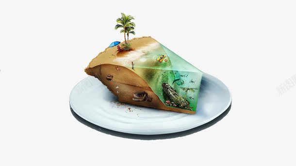 盘子上的蛋糕状的小岛png免抠素材_新图网 https://ixintu.com 大陆架 孤岛 椰子树 海洋 盘子上的小岛 立体 蛋糕状