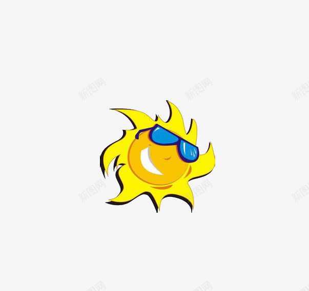 太阳带墨镜png免抠素材_新图网 https://ixintu.com 卡通 可爱 墨镜 太阳